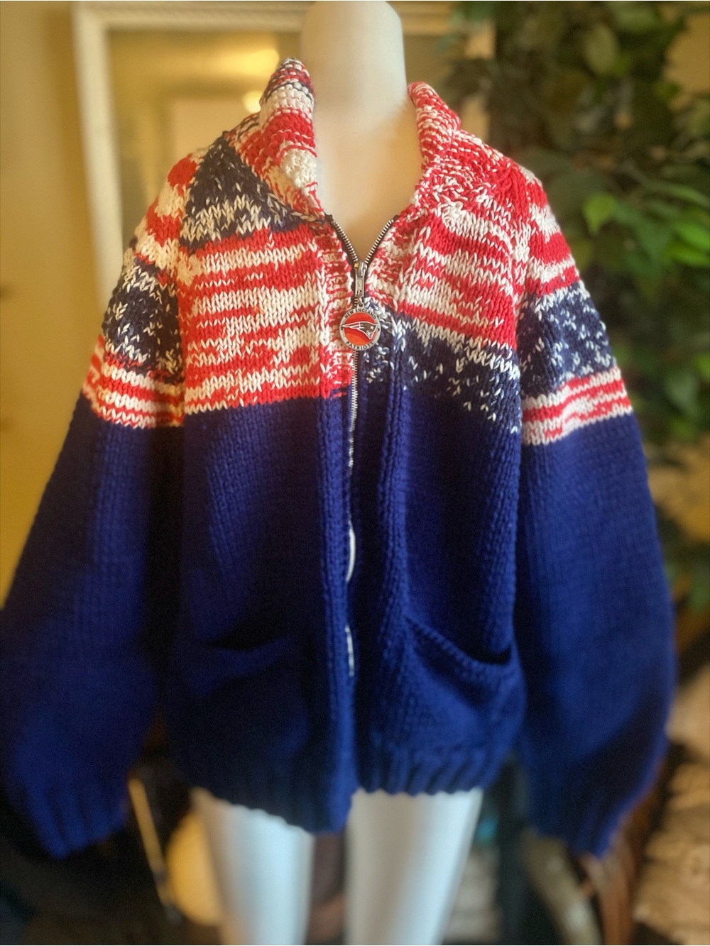 New England Patriots Handmade Chunky Cardigan